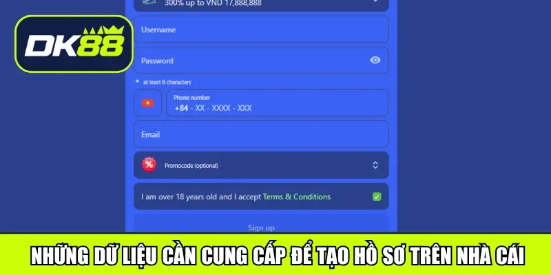 Những dữ liệu cần cung cấp để tạo hồ sơ trên nhà cái